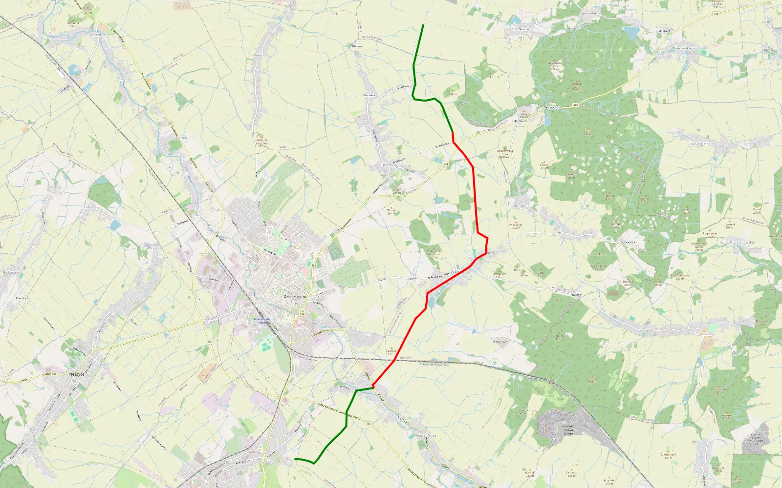 Map of Bielawa - Jaźwina - 12.1 km offroad trail, Dzierżoniów County