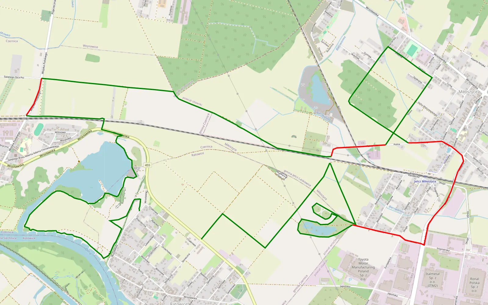Map of Rato i okolice - do sprawdzenia - 18.8 km offroad trail, Wrocław County