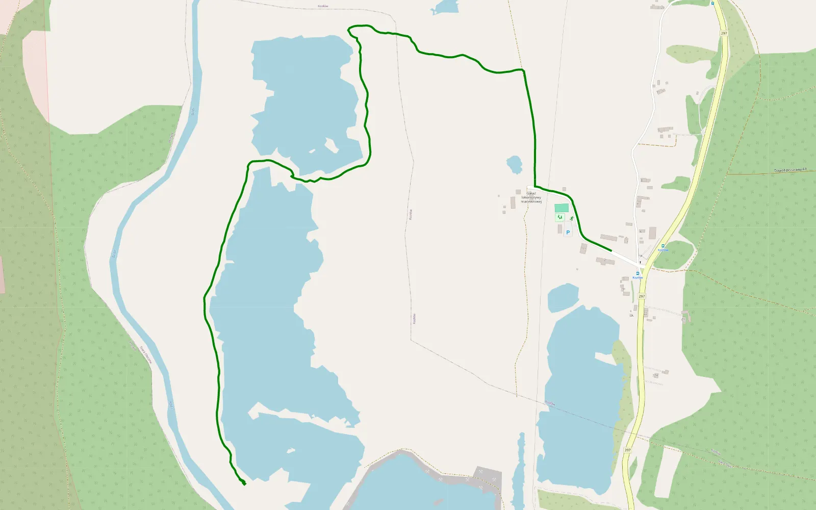 Map of Kozłów - Nowa Oleszna - 2.2 km offroad trail, Bolesławiec County