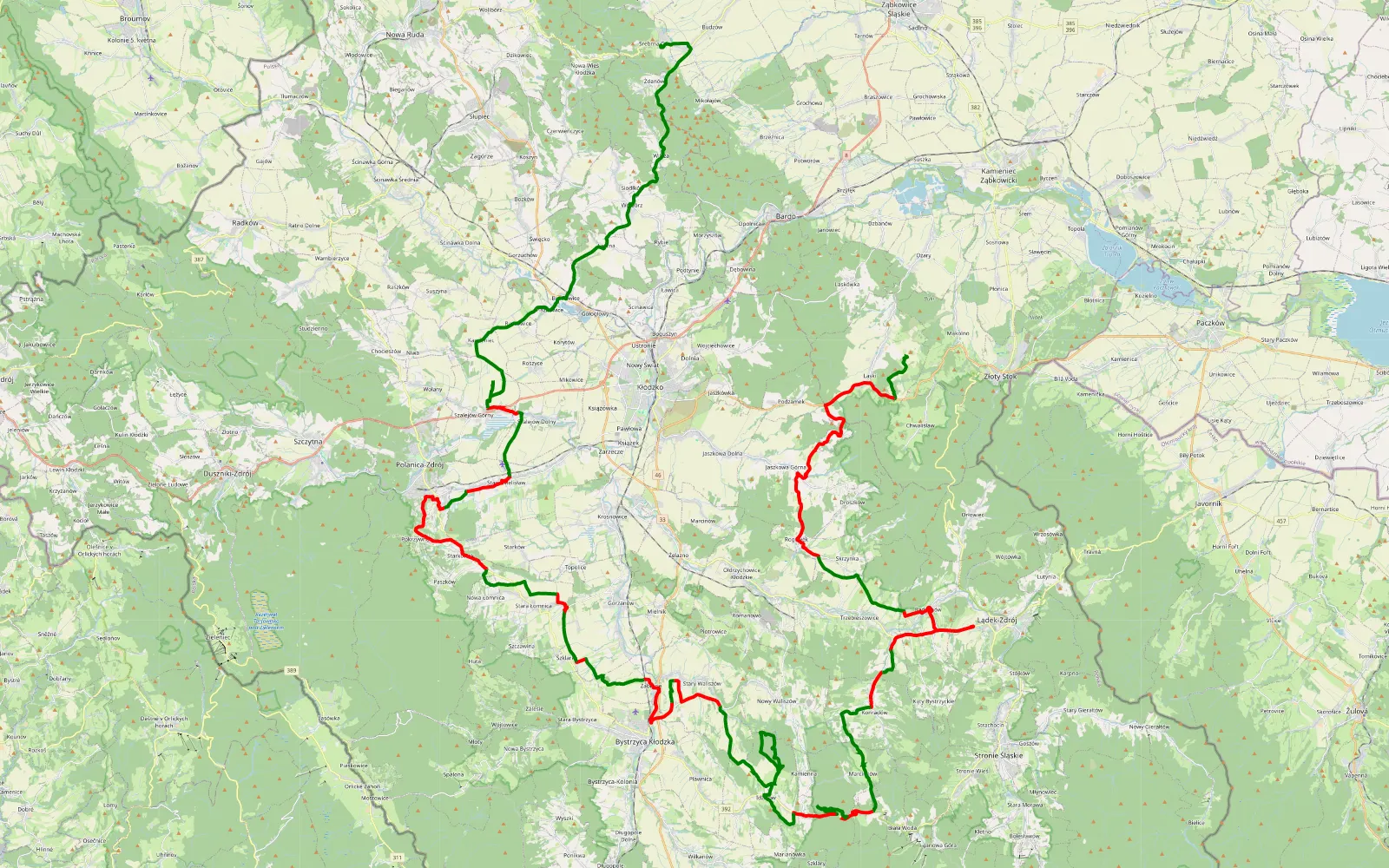 Map of Polen dag 6 Mąkolno - Srebrna Góra - 100.9 km offroad trail, Kłodzko County