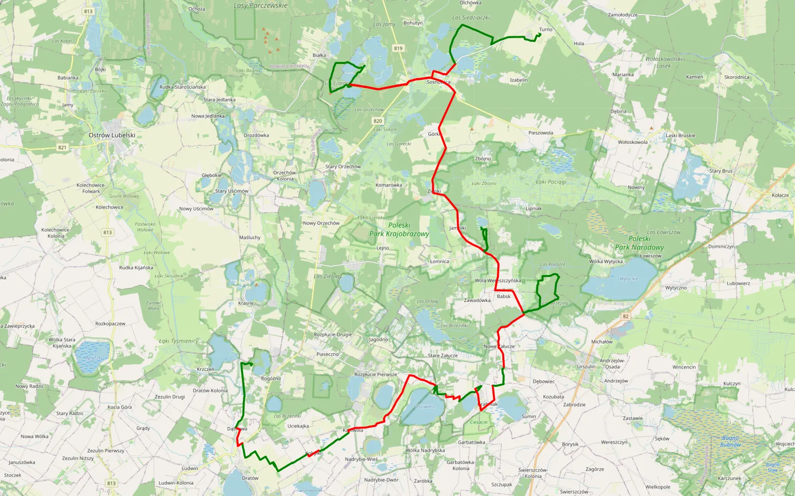 Map of Jazda i gonitwa za zajacem - 78.7 km offroad trail, Włodawa County