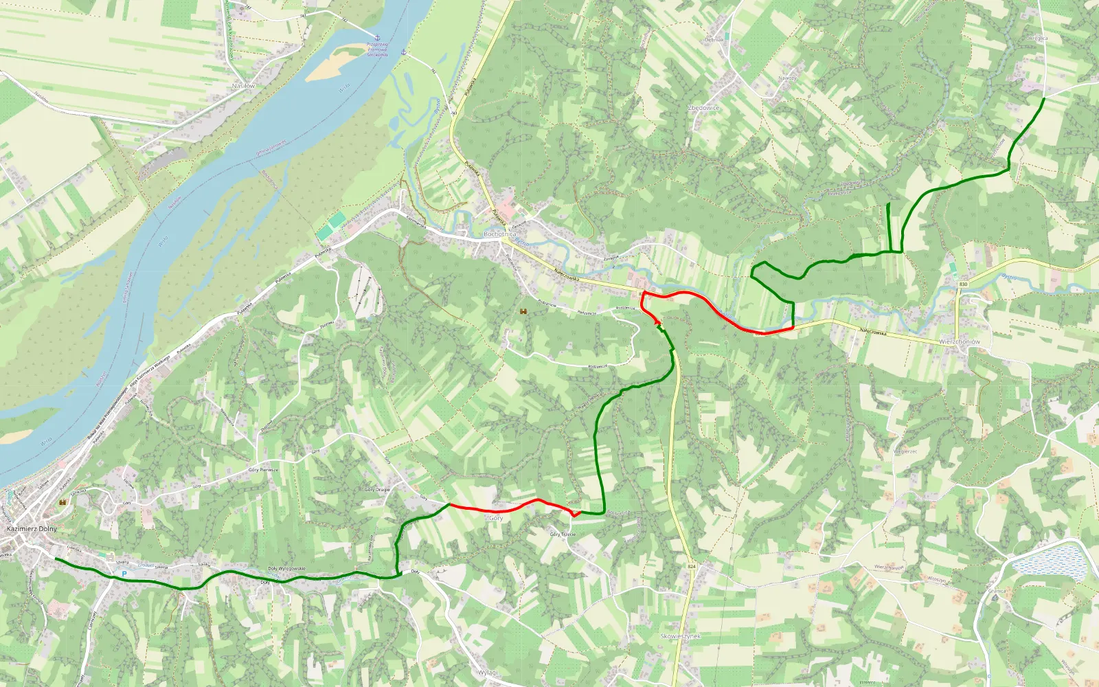 Mapa trasy Wąwozy wokół Kazimierza Dolnego cz.2 - 9 km trasy offroad, Powiat Puławski