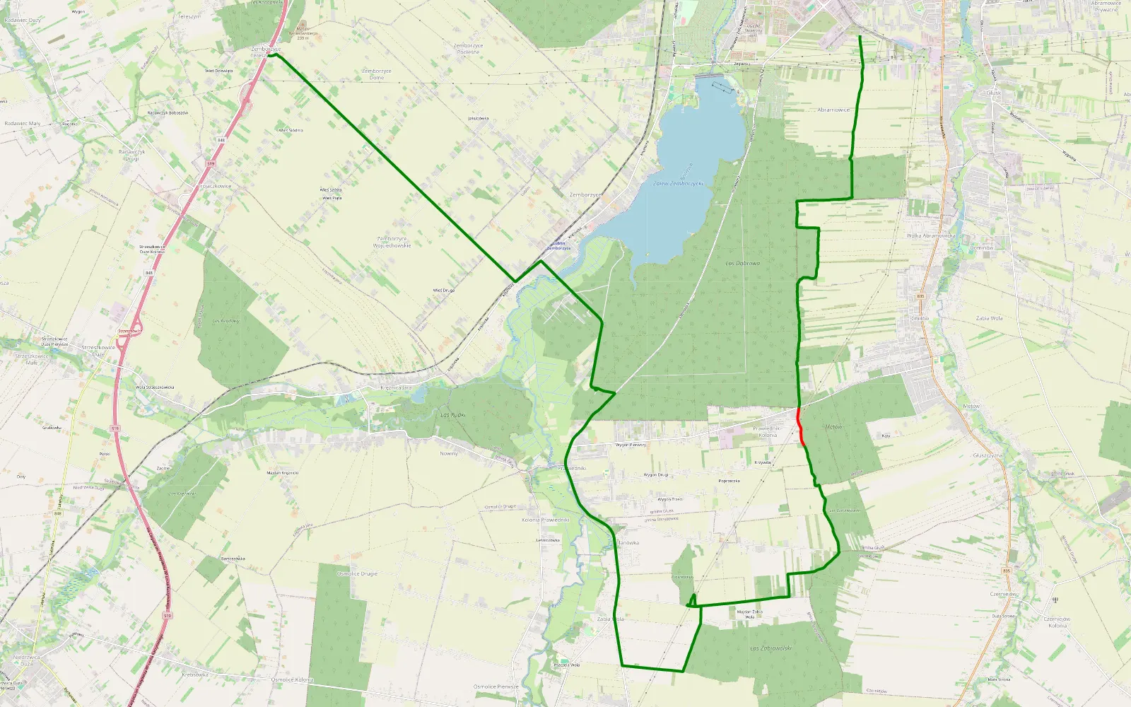 Mapa trasy Fajna trasa lasami i polnymi drogami TP - 11.5 km trasy offroad, Powiat Lubelski