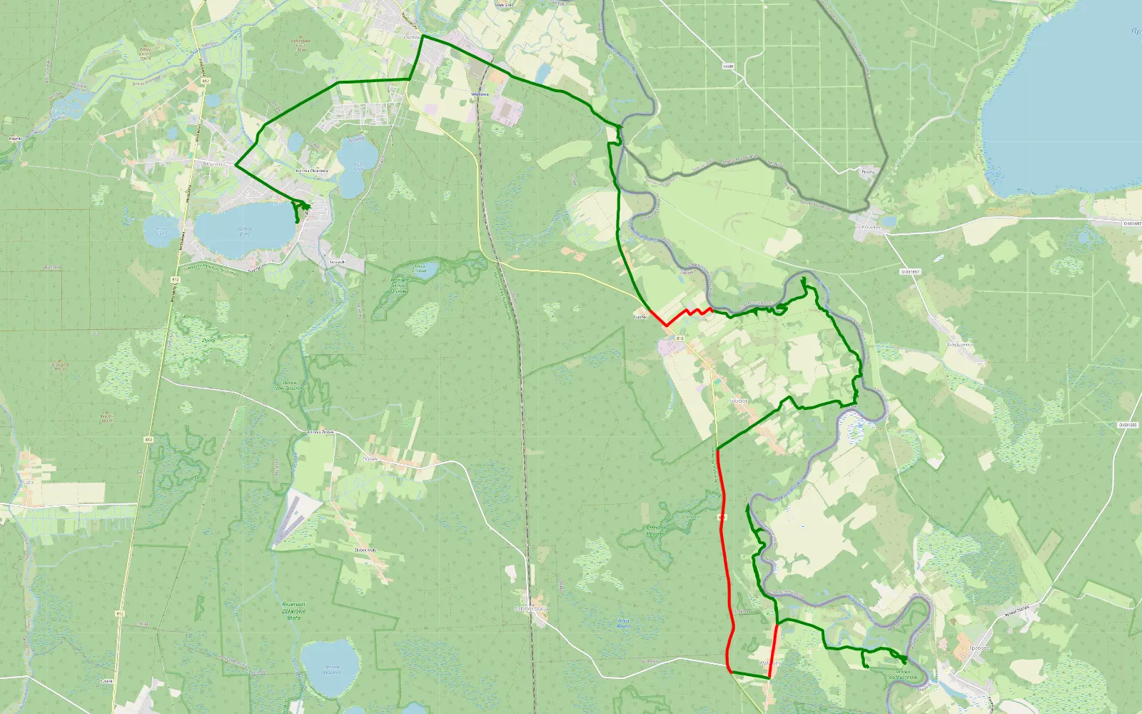 Map of Wzdluz Bugu - 27.2 km offroad trail, Włodawa County