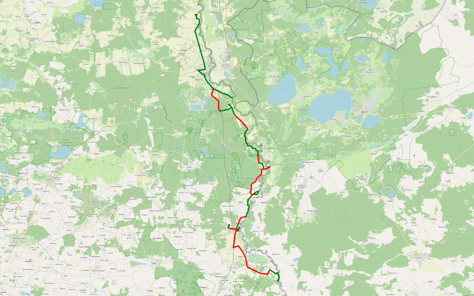 Mapa trasy NAD BUG .Dzień 2 - 67.1 km trasy offroad, Powiat Włodawski