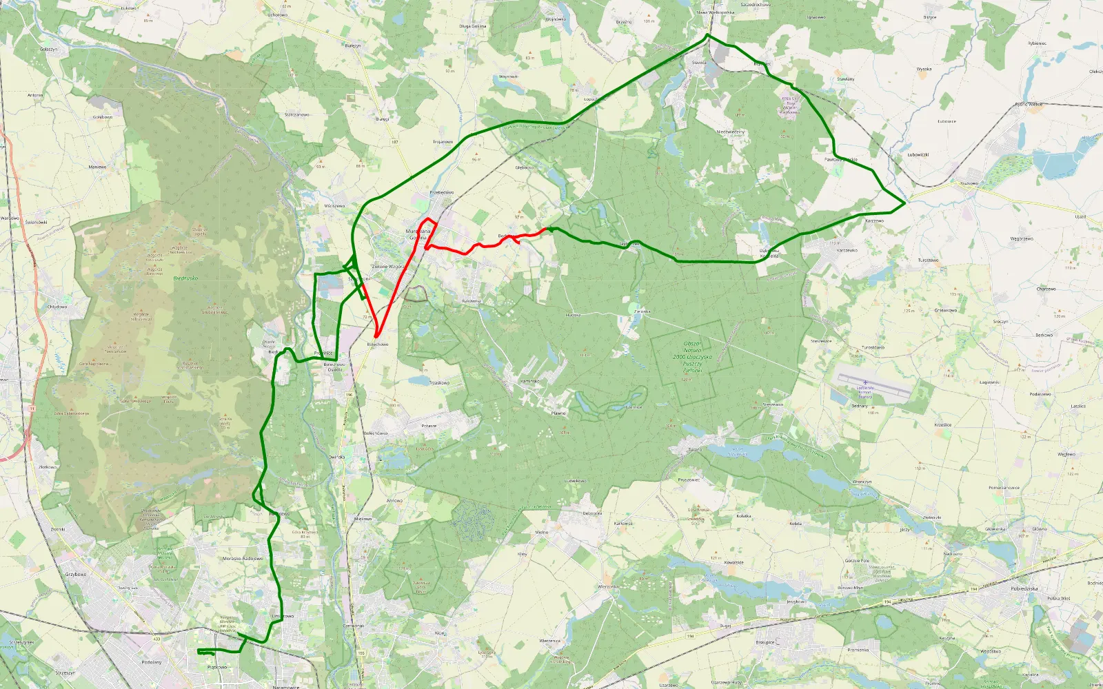 Map of Jana III Sobieskiego i Marysieńki - Morasko-Radojewo - 22.9 km offroad trail, Poznań County