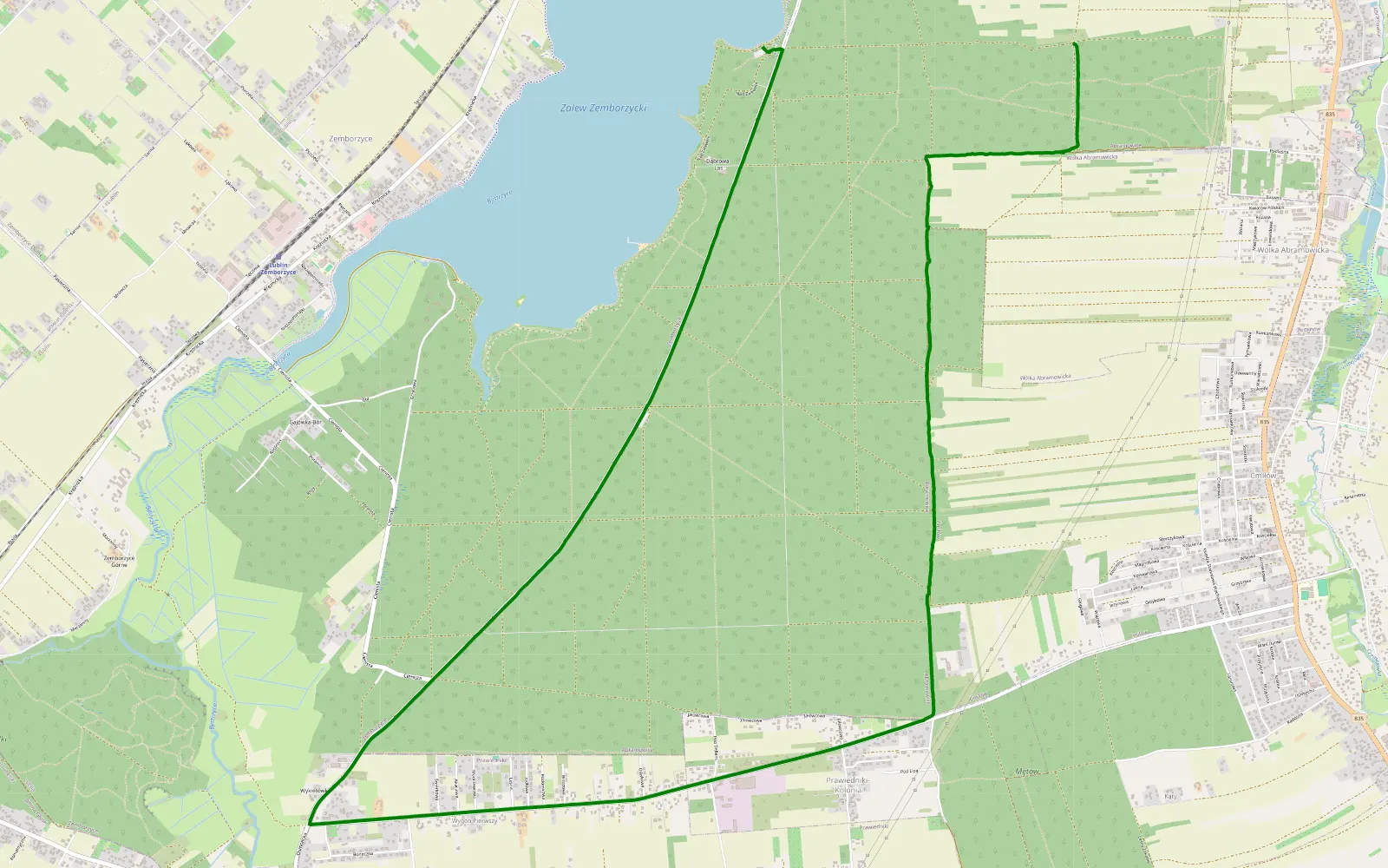 Mapa trasy Wólka Abramowicka - Podlésne - 4.6 km trasy offroad, Powiat Lubelski