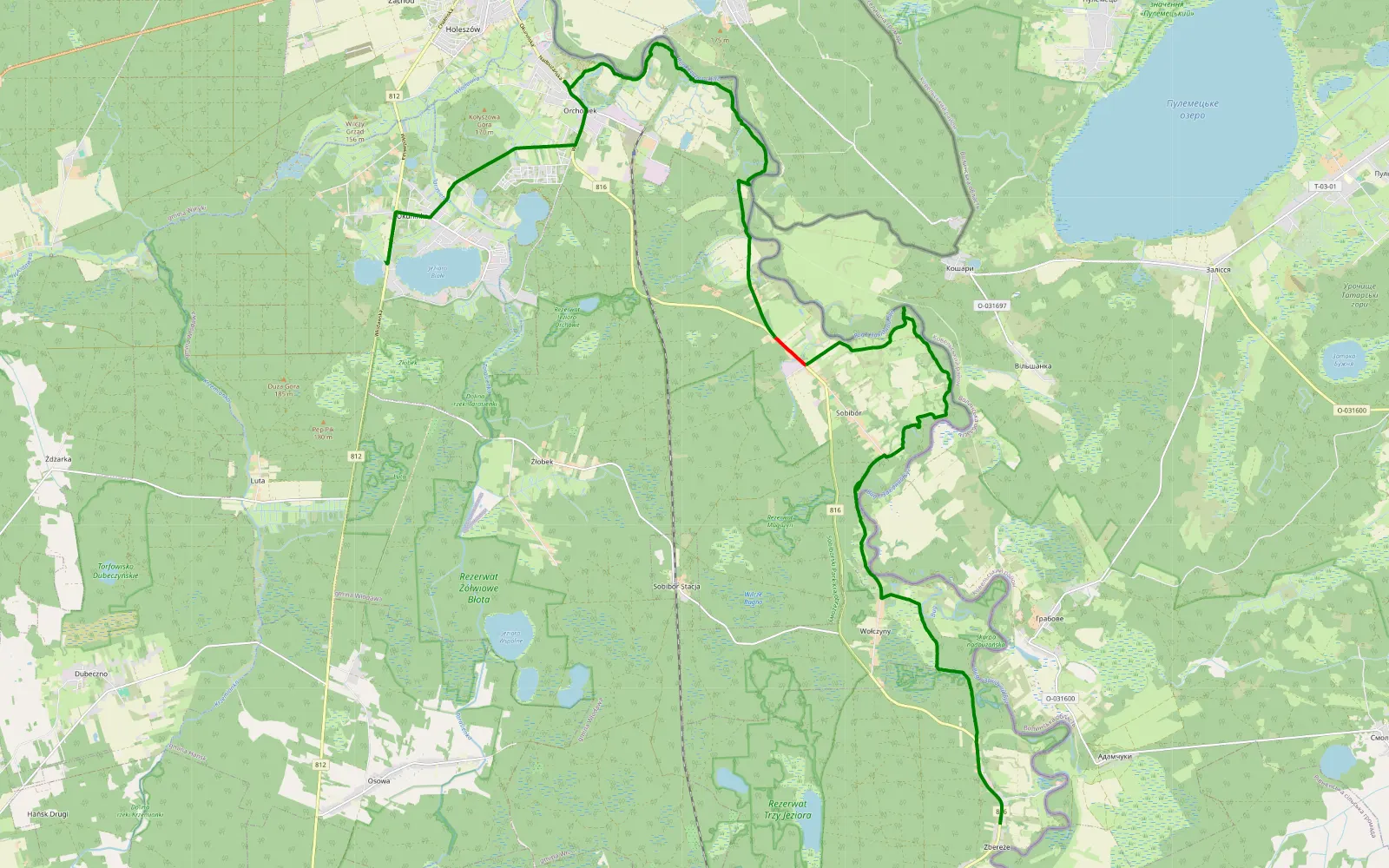 Map of Wypadzik pod granicę UA... - 22.1 km offroad trail, Włodawa County
