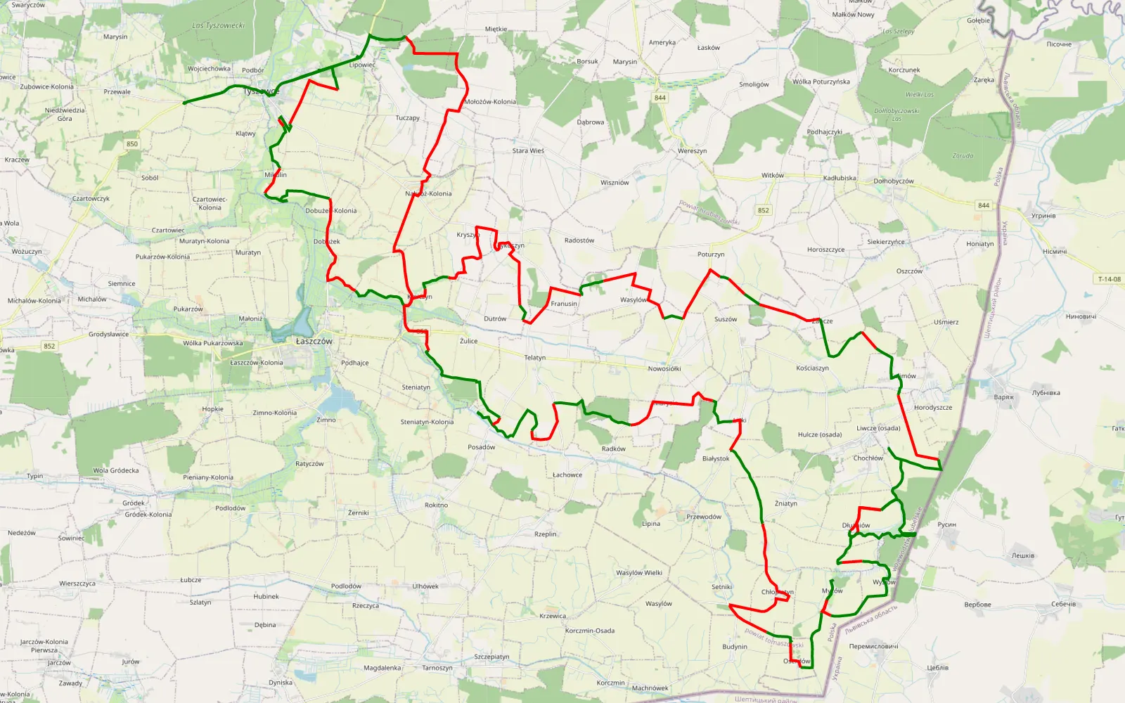 Map of Rozpoczęcie wakacji 2019 - 136.5 km offroad trail, Tomaszów Lubelski County