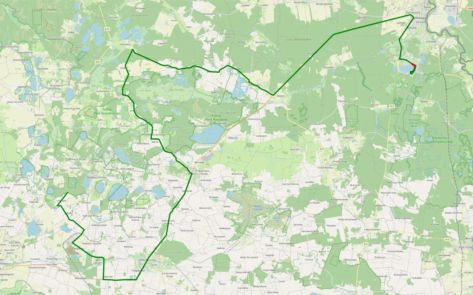 Map of Uciekajka - Tarasiuki - 3.5 km offroad trail, Włodawa County