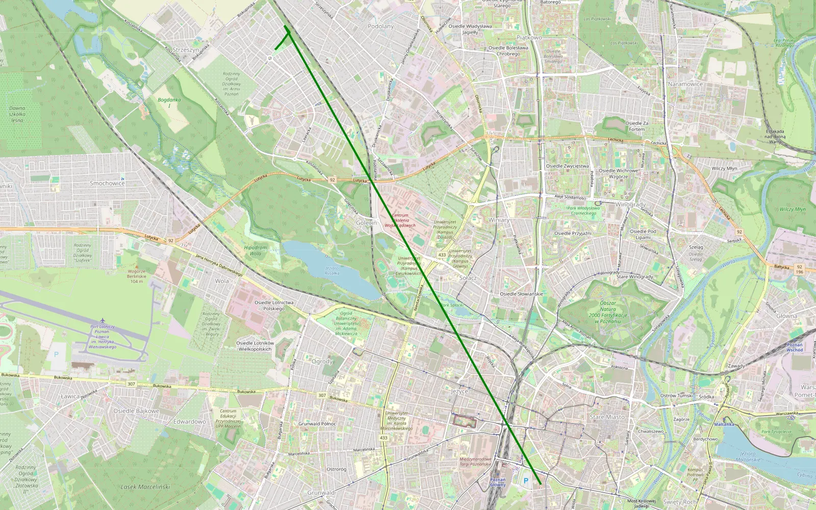 Mapa trasy Poznań - 0.4 km trasy offroad, Poznań