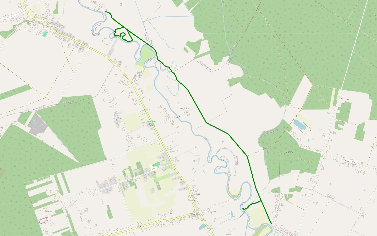 Map of Czerniejów - Zawieprzyce - 7 km offroad trail, Łęczna County