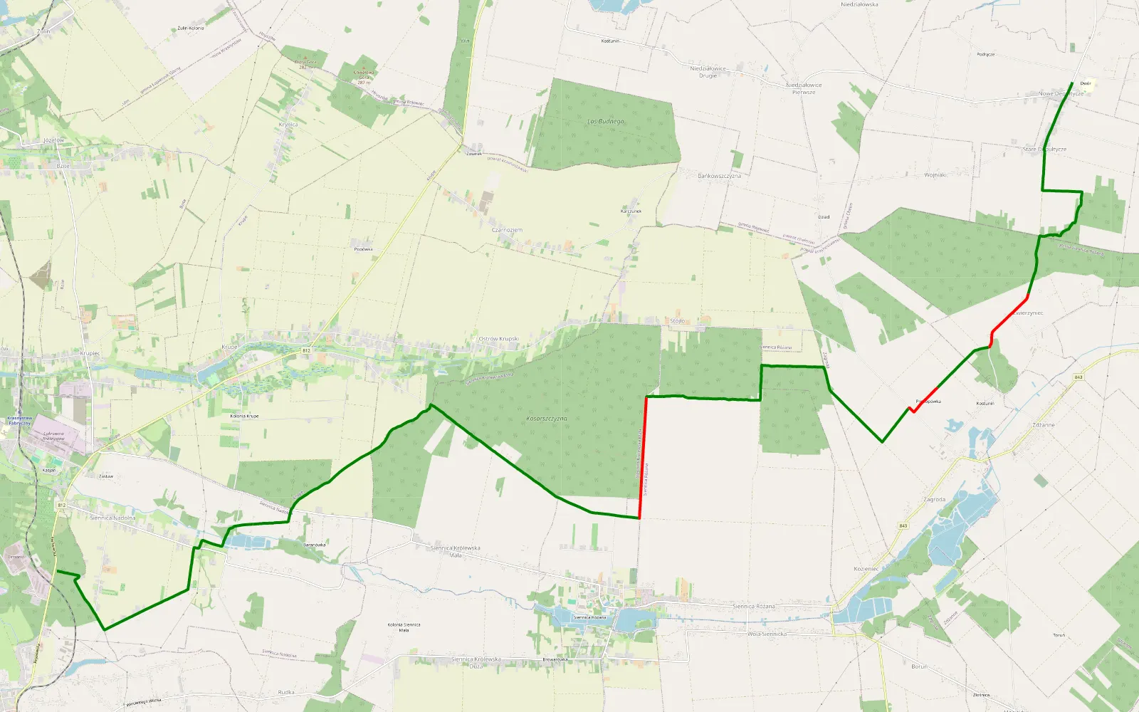 Map of W sam raz na niedzielę - 18.7 km offroad trail, Krasnystaw County