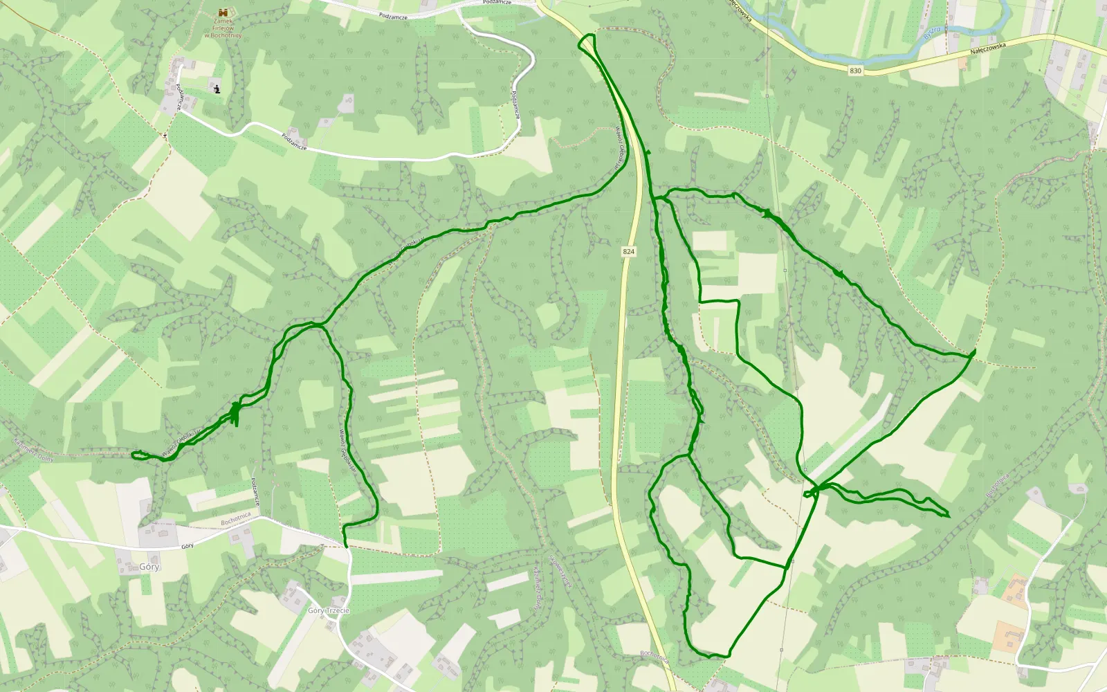Mapa trasy Bochotnica - Skowieszynek - 11.4 km trasy offroad, Powiat Puławski
