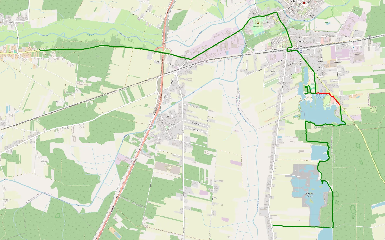 Map of Bereza - Przez żwirownie - Jelnica - 8.3 km offroad trail, Biała Podlaska County