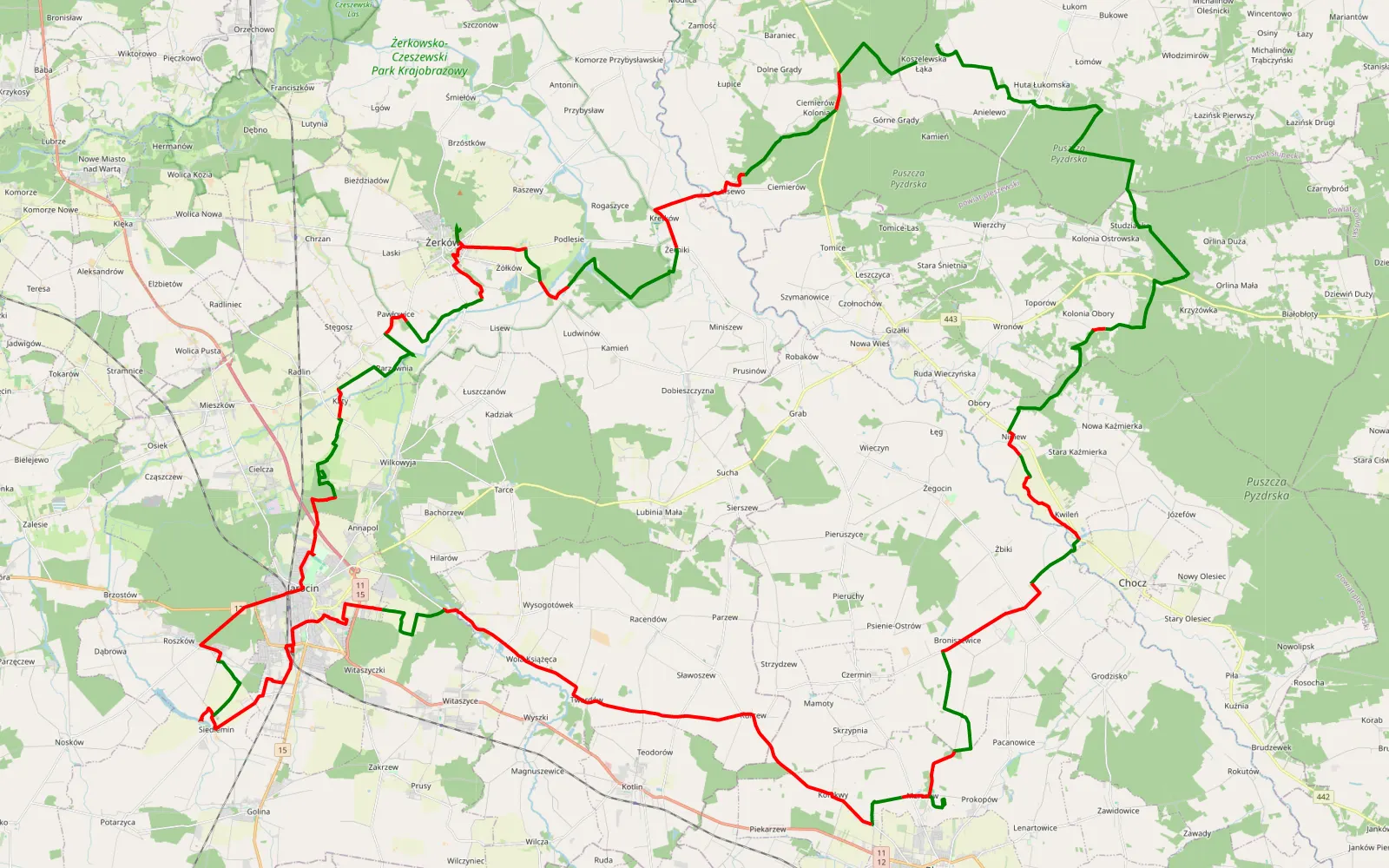 Mapa trasy Pętla Smoleniec, Pleszew, Jarocin, Żerków by Miki - 124.2 km trasy offroad, Powiat Jarociński
