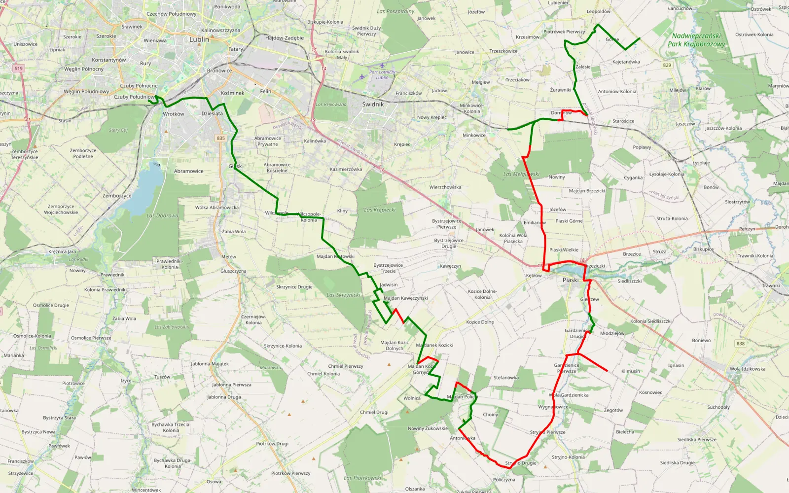 Mapa trasy Jezuickie - Łańcuchów - 58.6 km trasy offroad, Powiat Świdnicki