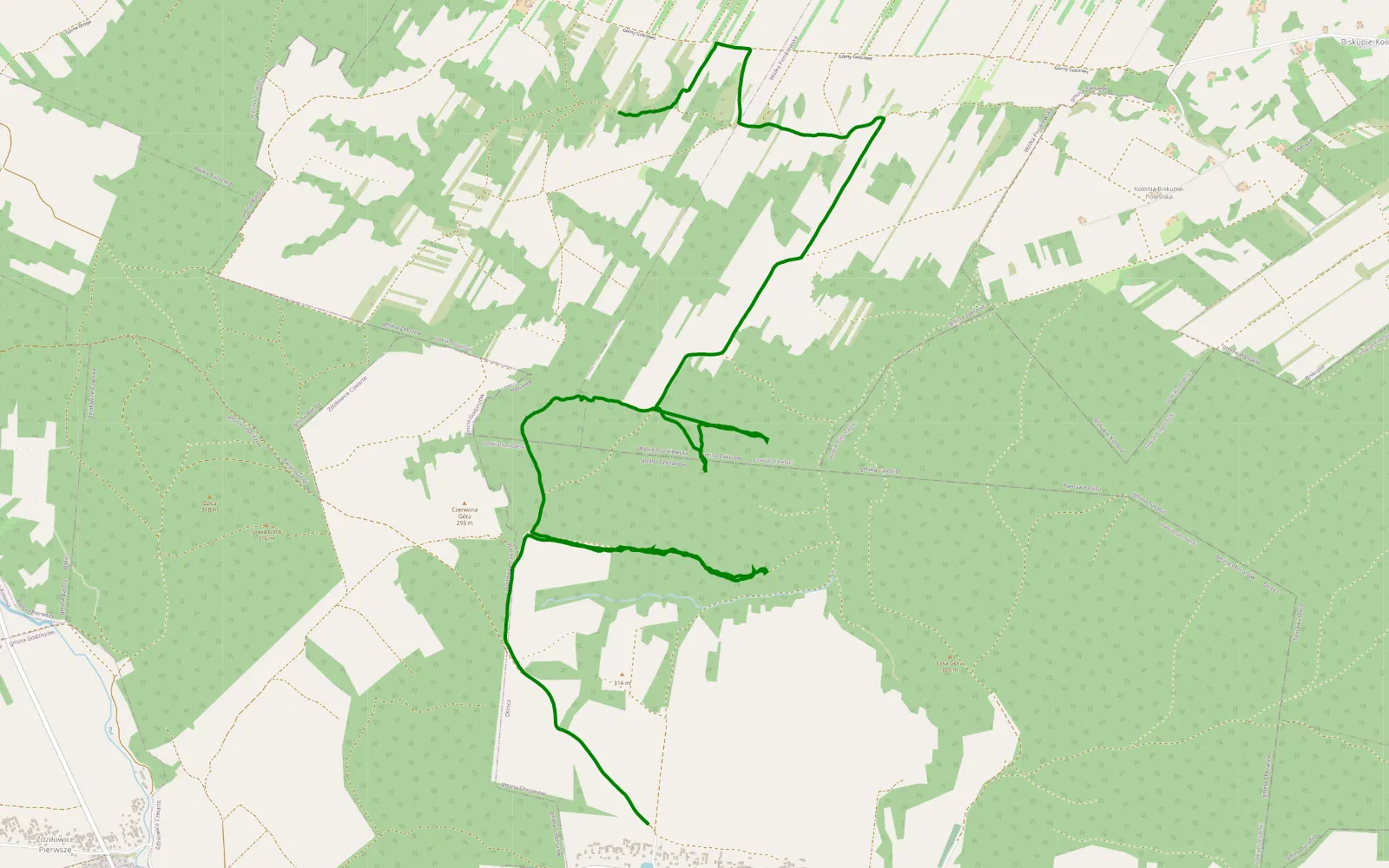 Mapa trasy Ponikwy - Otrocz - 12.1 km trasy offroad, Powiat Lubelski