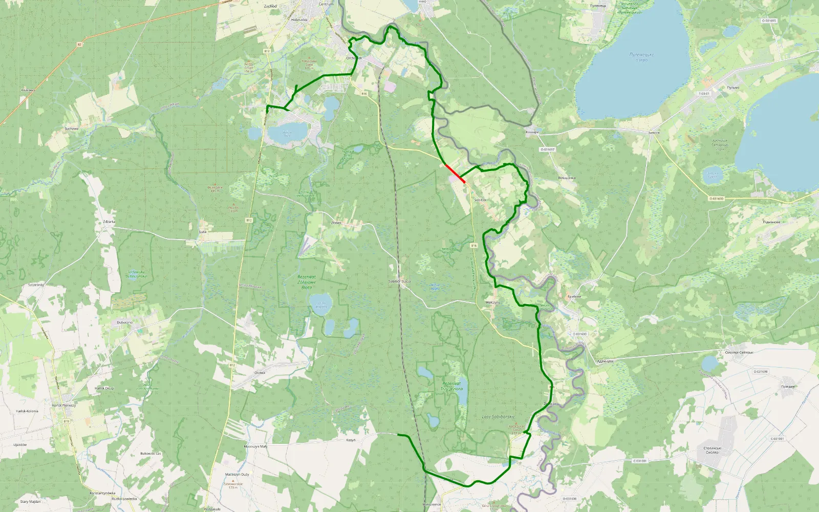 Map of Brzegiem BUGU - 24.8 km offroad trail, Włodawa County
