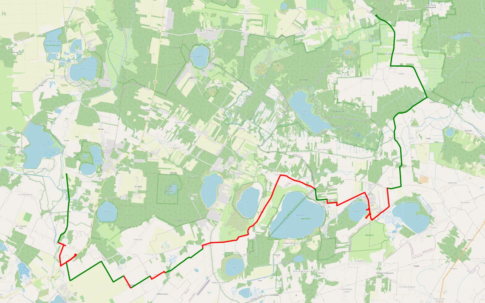 Map of Tp - 26.8 km offroad trail, Łęczna County