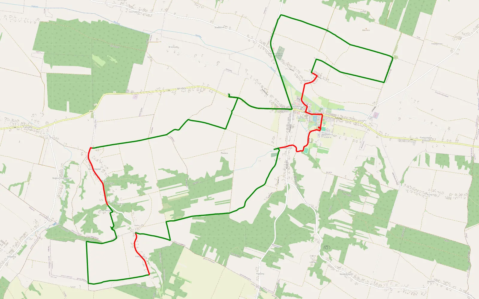 Map of Śladami Jakuba Wędrowycza - 21.5 km offroad trail, Chełm County