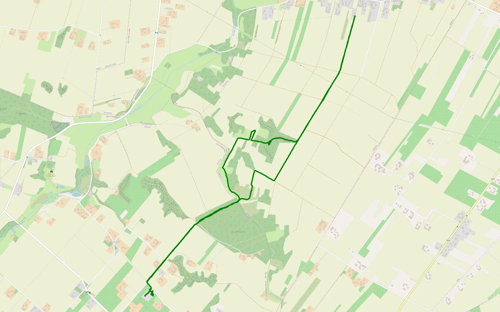 Mapa trasy Bronice - 5.9 km trasy offroad, Powiat Puławski