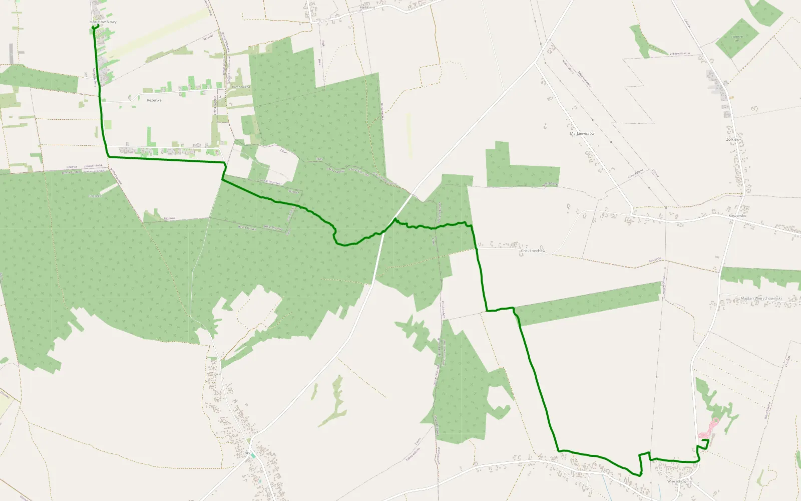 Map of Maciejów Nowy - Wierzchowina - 4.8 km offroad trail, Krasnystaw County