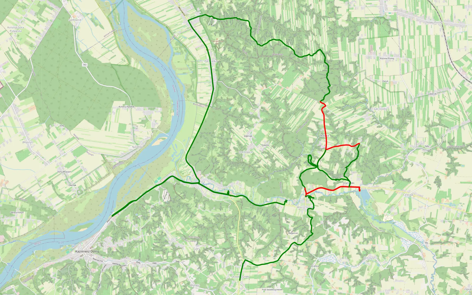 Mapa trasy Trasa offroad 20.6 km, Powiat Puławski - 20.6 km trasy offroad, Powiat Puławski