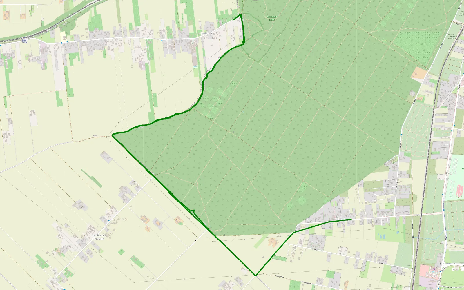 Mapa trasy Zemborzyce - 5 km trasy offroad, Lublin