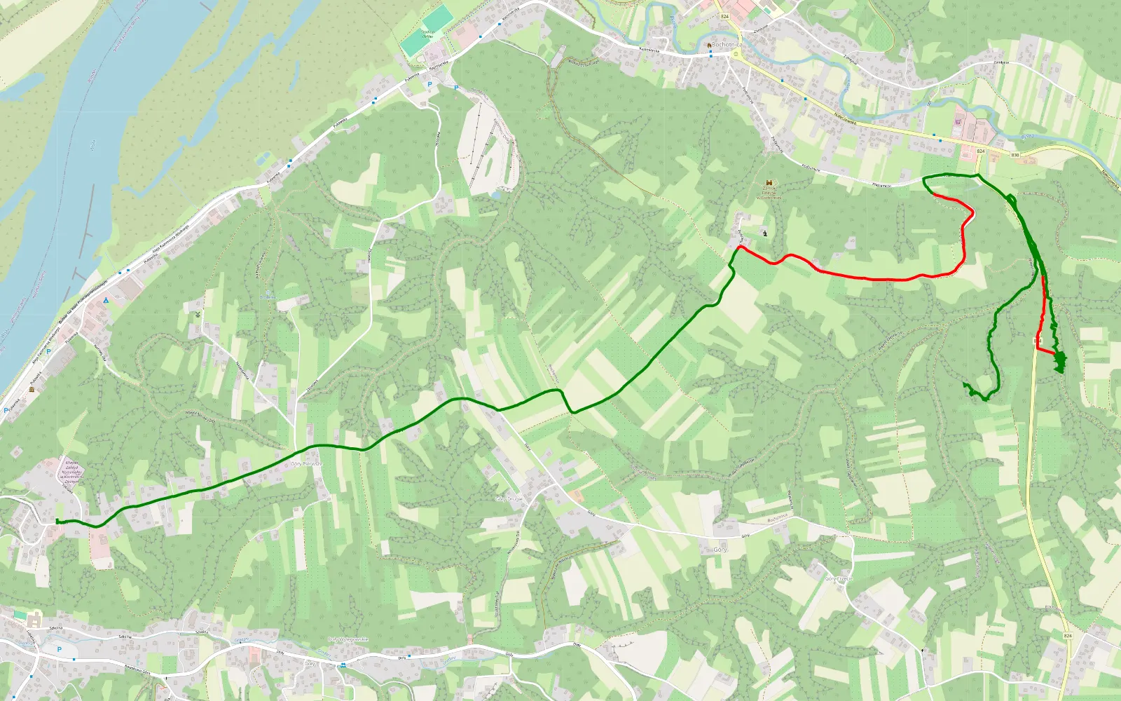Mapa trasy Bochotnica - Kazimierz Dolny - 6.9 km trasy offroad, Powiat Puławski