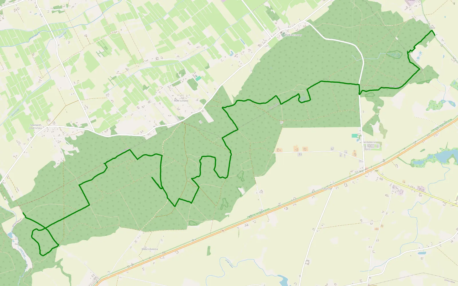 Map of Trzebiełuch - Nowawieś Chełmińska - 14.6 km offroad trail, Chełmno County