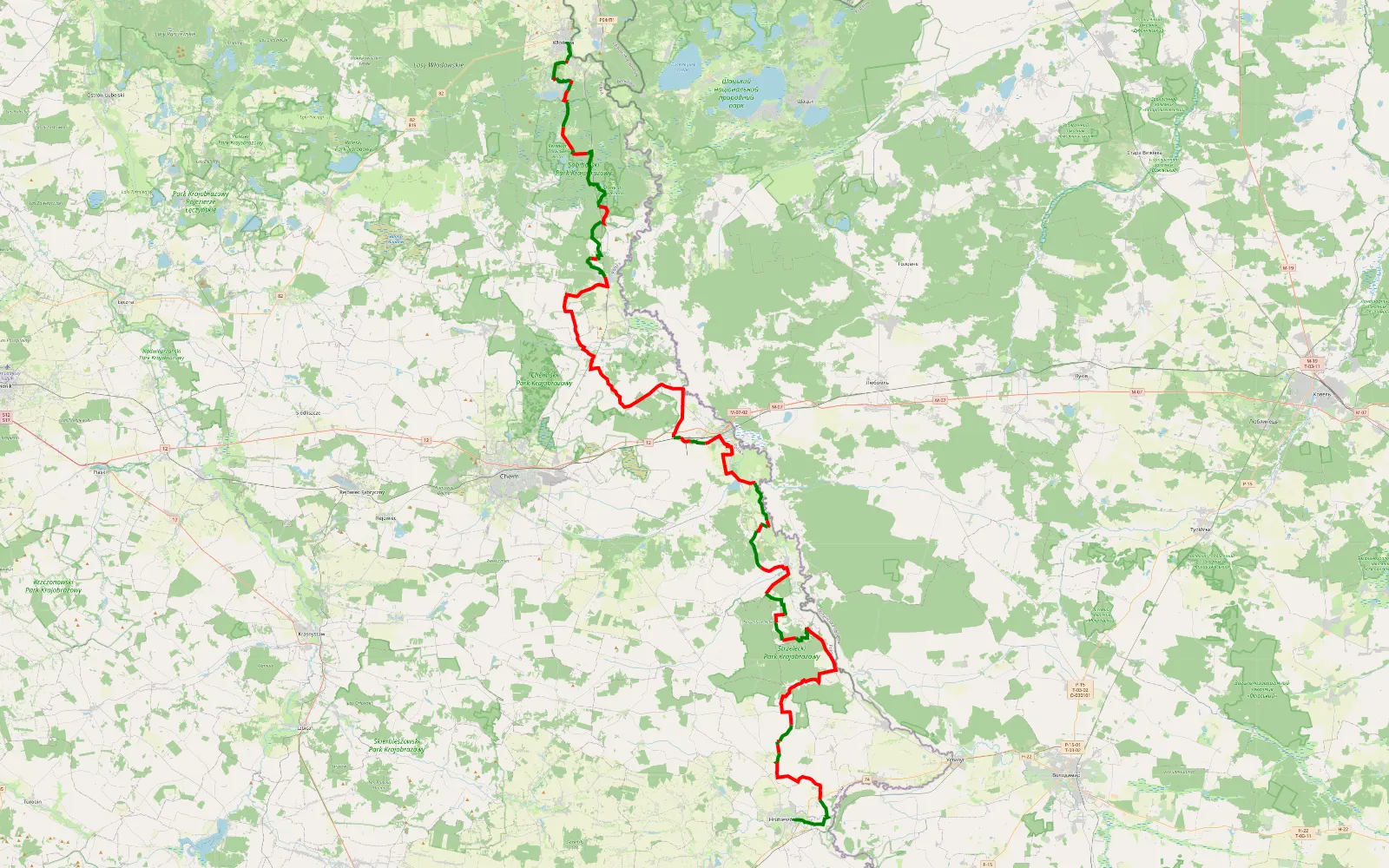 Map of LW-2-Włodawa-Hrubieszow 151km - 151.3 km offroad trail, Chełm County