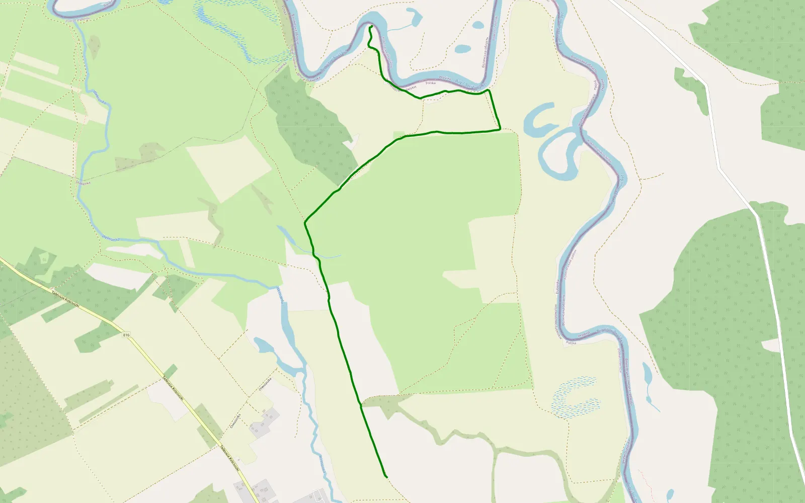 Map of Bug/Burzyński/ - 3.3 km offroad trail, Chełm County