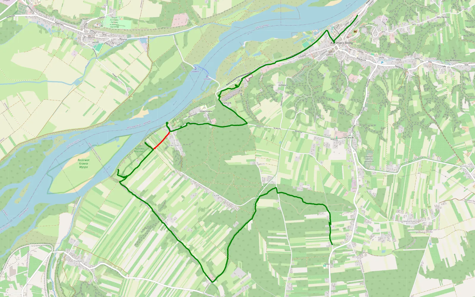 Mapa trasy Samurai Adventure 4x4 - wzdłuż Wisły - 6.9 km trasy offroad, Powiat Puławski