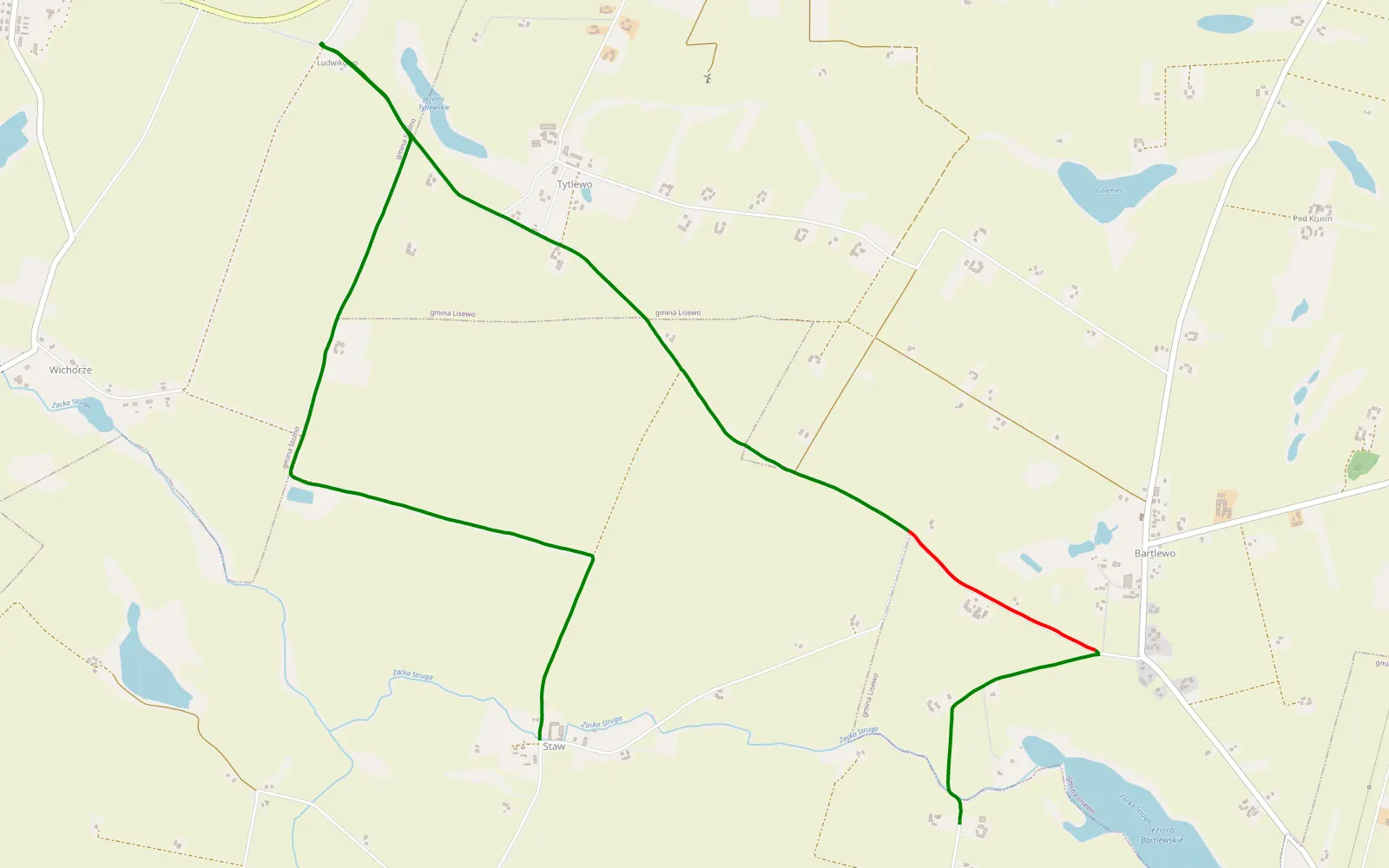 Map of Papowo Biskupie - 9.3 km offroad trail, Chełmno County