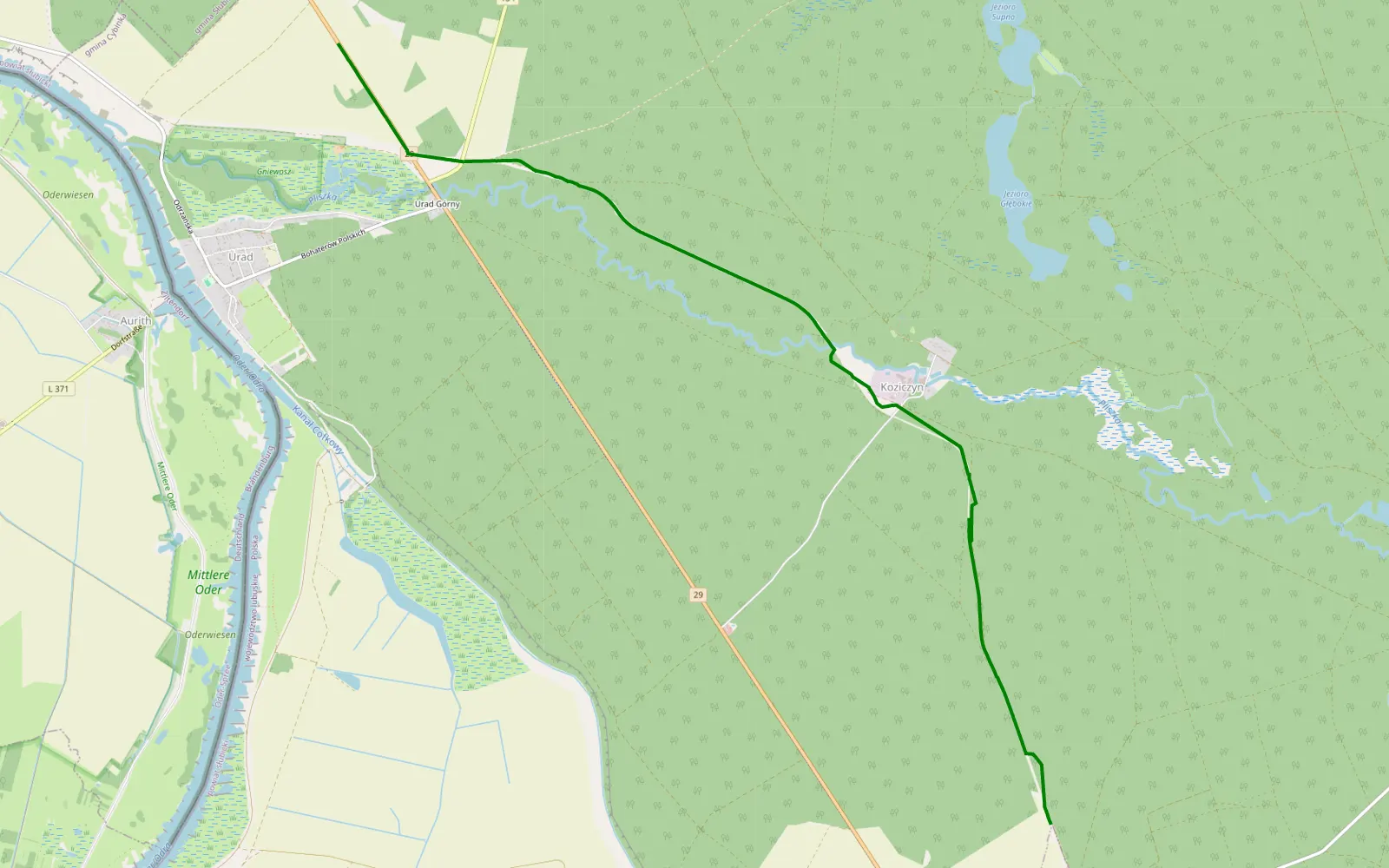 Map of Cybinka - Urad - 7.5 km offroad trail, Słubice County