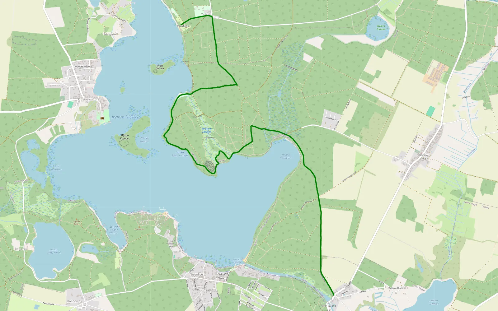 Mapa trasy Tyczyno - Ołobok - 7.7 km trasy offroad, Powiat Świebodziński