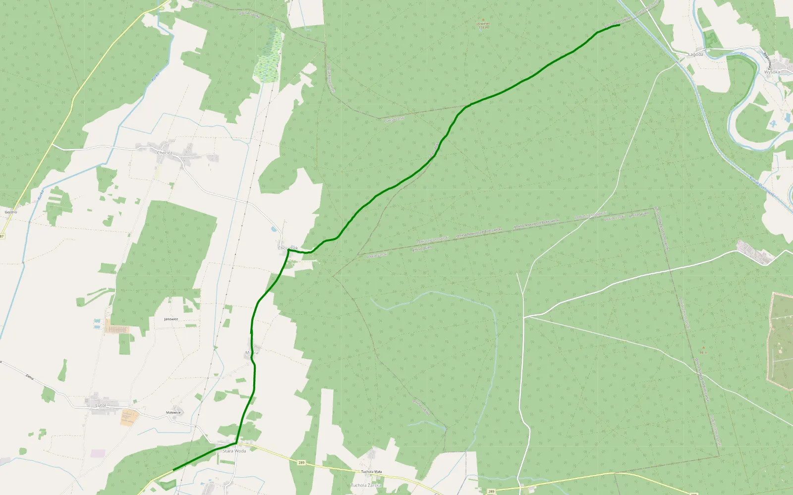 Map of Łagoda - Małowice - 7.2 km offroad trail, Żary County