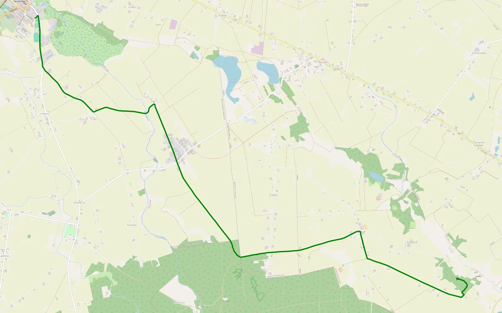 Mapa trasy Kowalewo Pomorskie - Skępsk - 4 km trasy offroad, Powiat Golubsko-dobrzyński