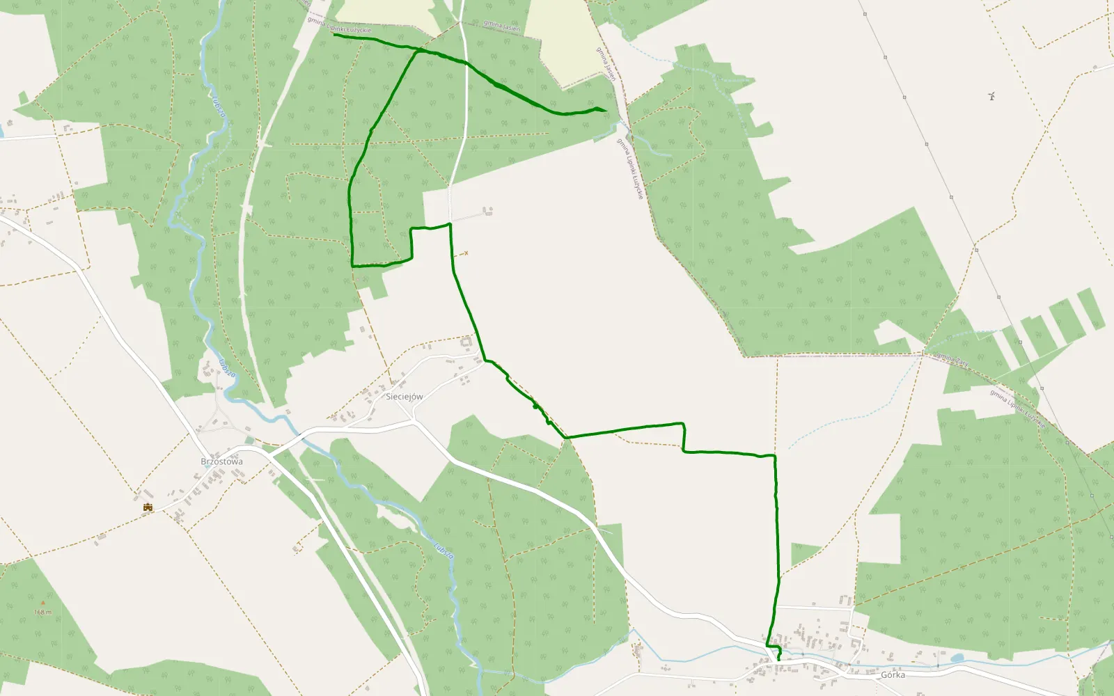 Map of Sanki - 7.6 km offroad trail, Żary County