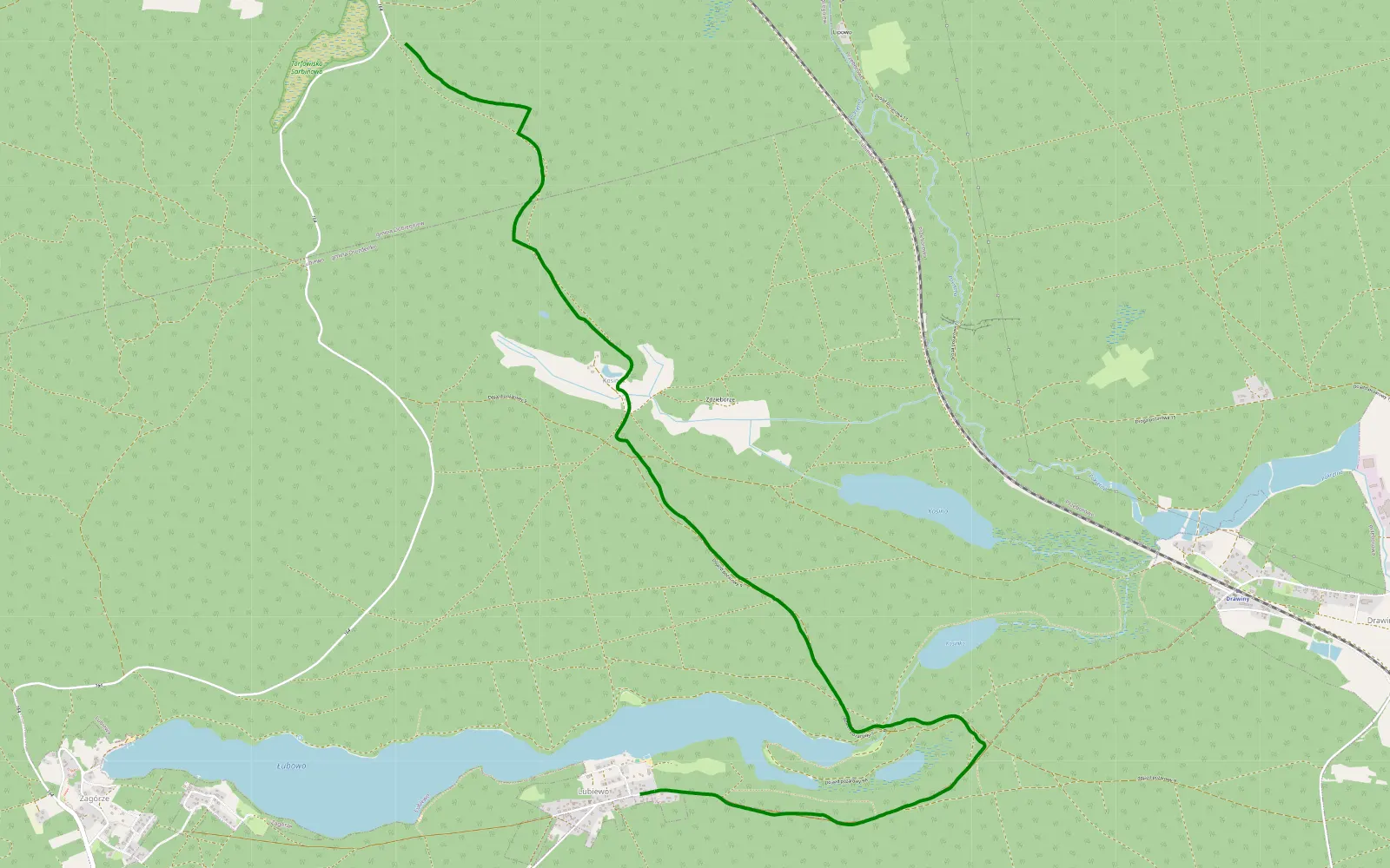 Map of Objazd do Mierzęcina - 7.5 km offroad trail, Strzelce-Drezdenko County