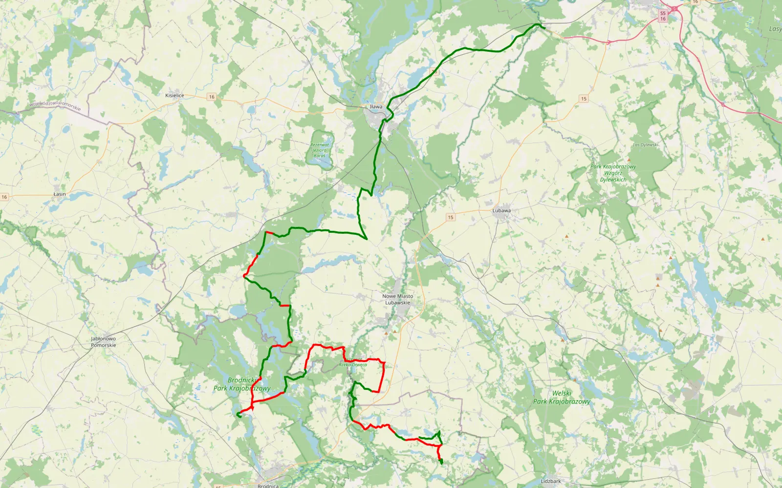 Map of Janówko - Samborowo - 85.9 km offroad trail, Brodnica County