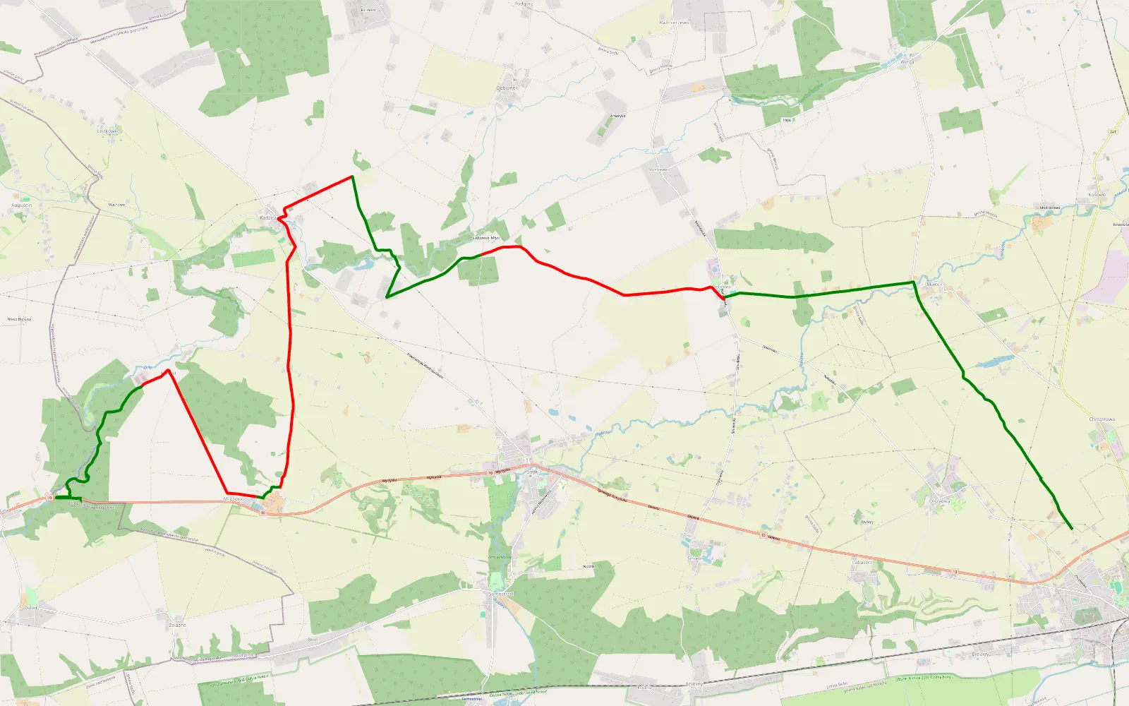 Map of Chrząstowo - Ruda - 27.2 km offroad trail, Nakło County