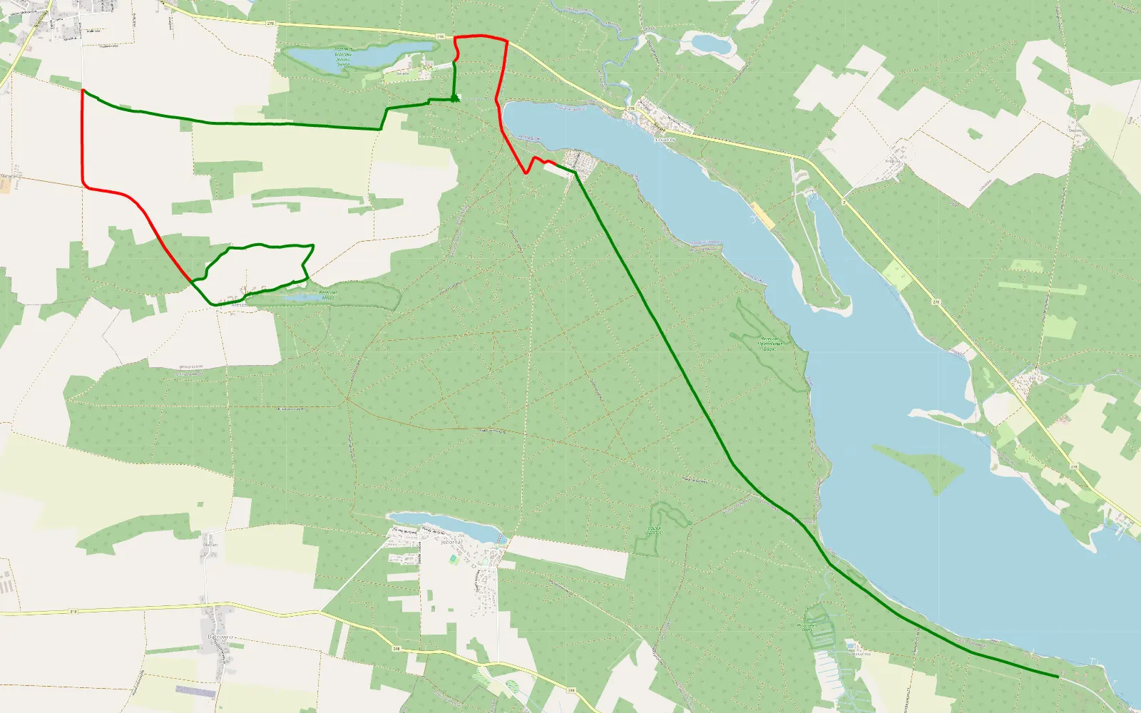 Map of Mesze - Myszyniec - 16.3 km offroad trail, Nowa Sól County
