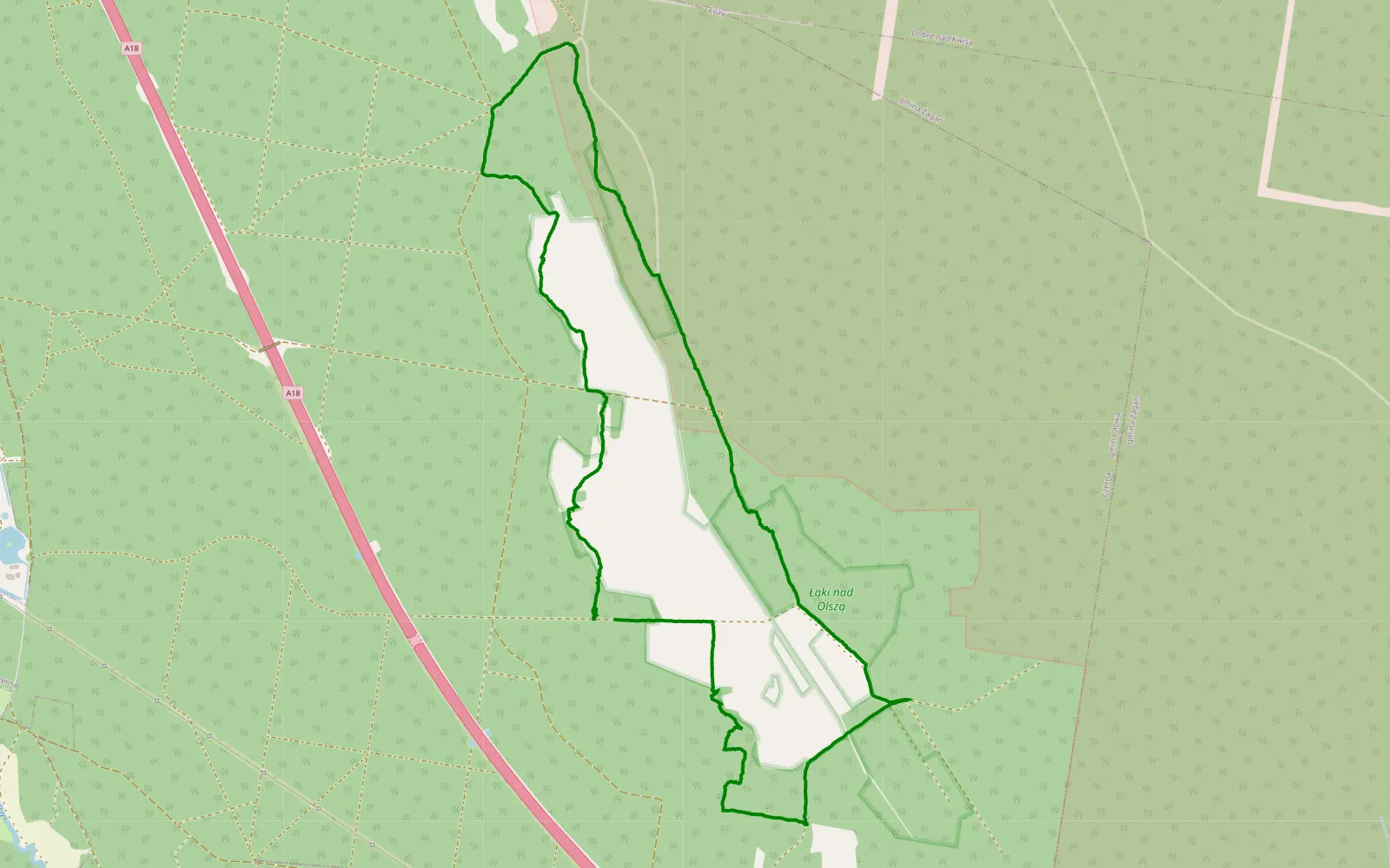Map of Kowalice - 8.6 km offroad trail, Żagań County