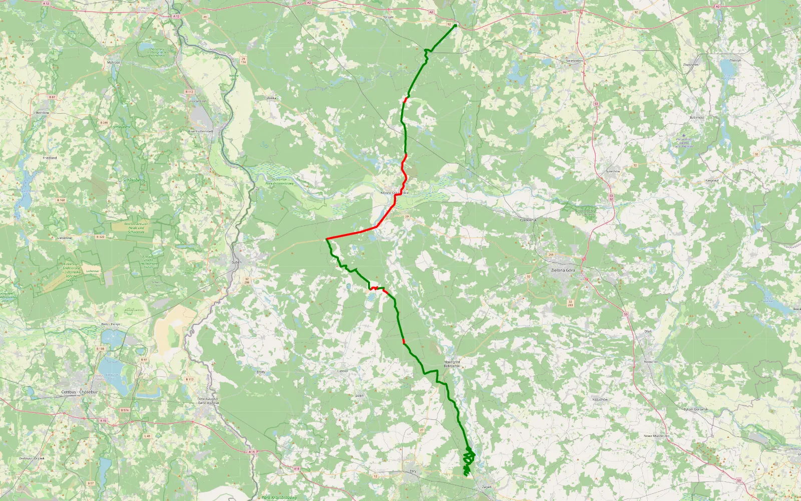 Map of Breslau 24 - Etapa 3.1 - 111.5 km offroad trail, Krosno Odrzańskie County