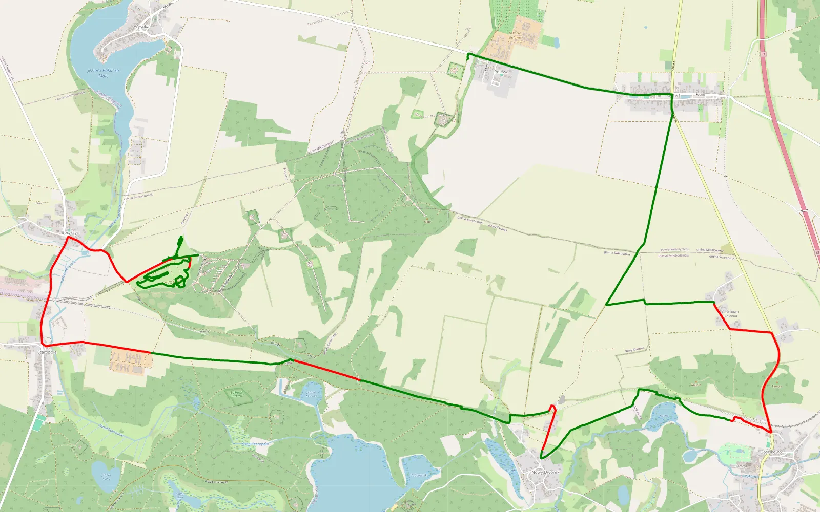 Map of Mru - 18.1 km offroad trail, Świebodzin County