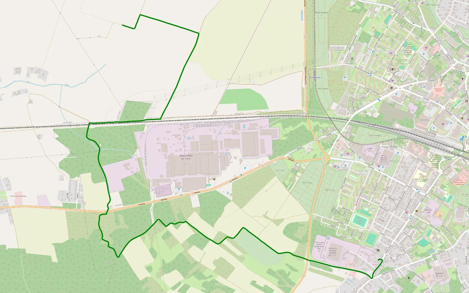 Mapa trasy Grabik - Żary - 5.8 km trasy offroad, Powiat Żarski