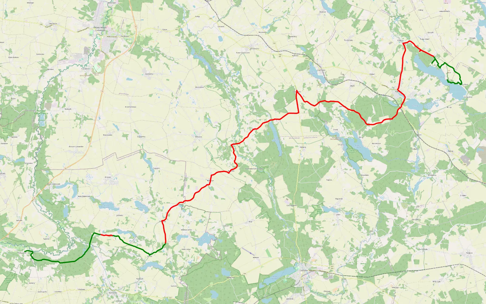Map of Nowy Dwór - Nowa Wieś - 55.4 km offroad trail, Działdowo County