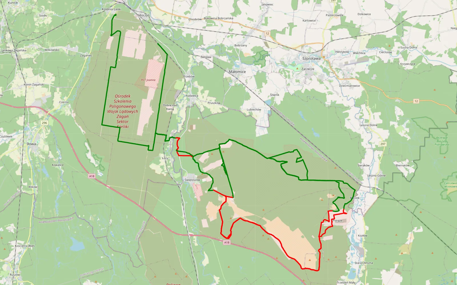 Map of Breslau 23 Stage 1 - 147.3 km offroad trail, Bolesławiec County